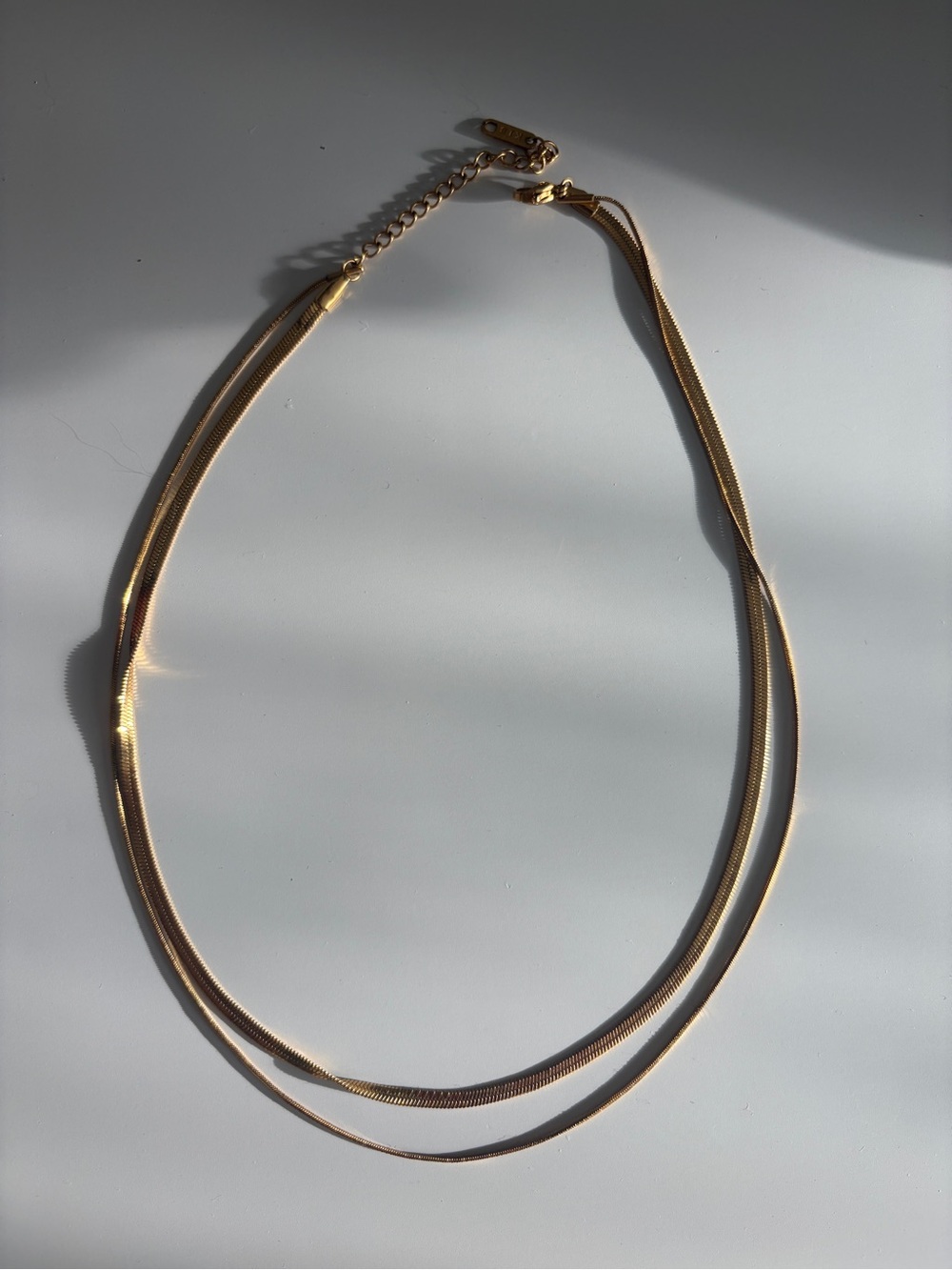 Gold Double Strand Herringbone Necklace - Women Jewelry